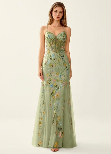 Linnea Sage Lace Mermaid V-neck Prom Dress image1