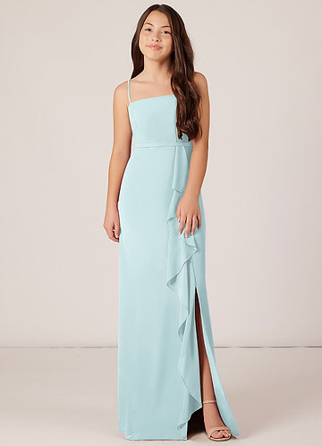 Azazie Kaylee Junior Mist A-Line with Belt Chiffon Dress image1