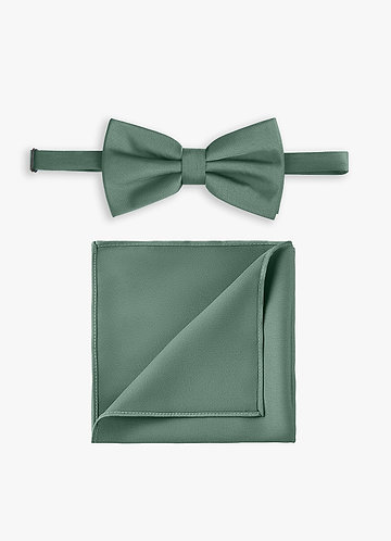 front Stretch Satin Bow Tie and Pocket Square Set