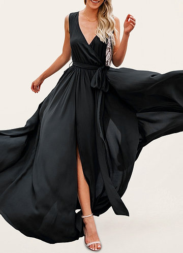 flowy black formal dress