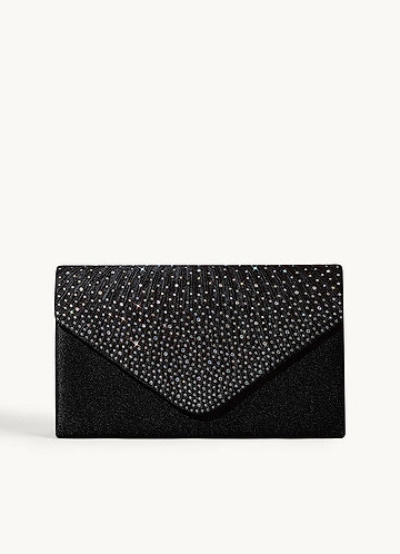 front Rhinestone Satin Clutch Bag