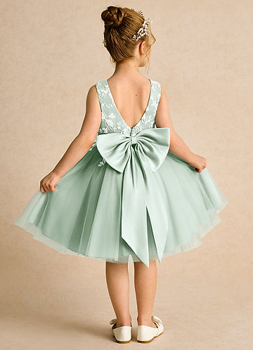 Azazie Butterfly Flower Girl Dresses Agave A-Line Lace Dress image1