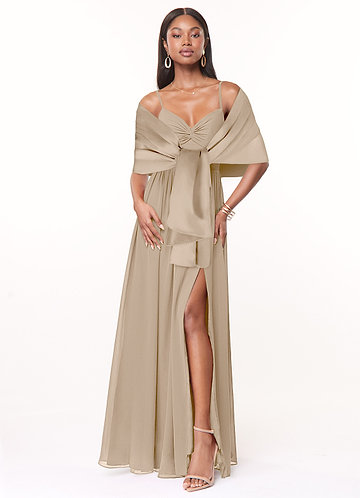 front Azazie Matching Color Aleena Matte Satin Shawl