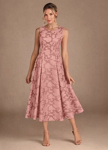 Azazie Fulton Mother of the Brides Dresses Rosette A-Line Pleated Floral Burnout Dress image1
