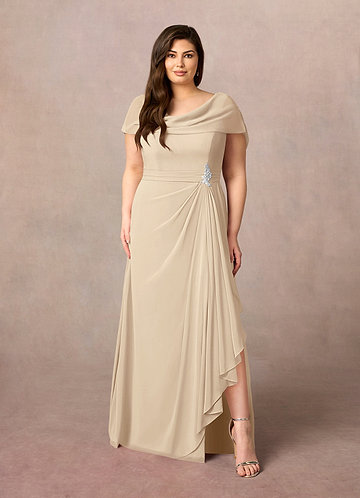 champagne colored mother of the bride plus size dresses Ivonne D 122D66
