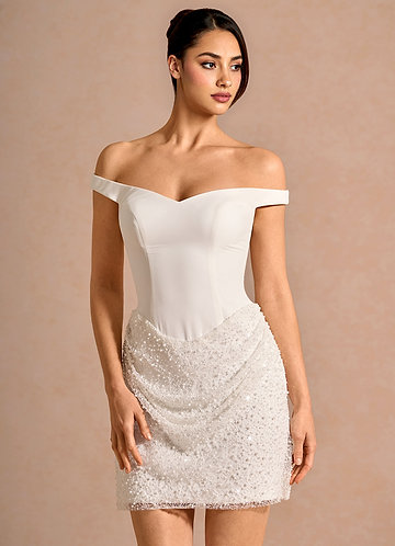 white beaded mini dress Izzie White Beaded Mini Dress - XS Size - Women's Dresses main image 1