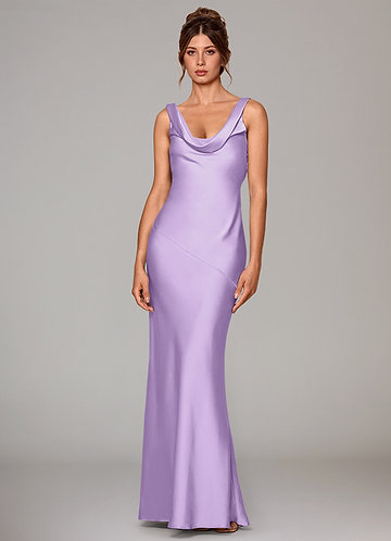 Azazie Rylina Bridesmaid Dresses Lilac Mermaid Stretch Satin Dress image1