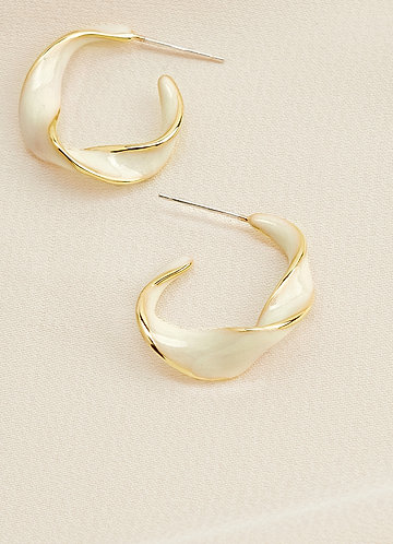 front Acrylic and Gold Accent Twist Hoop Earrings