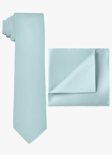 front Conjunto de gravata larga e lenço de bolso em cetim fosco