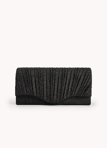 front Shimmer Pleated Flap Clutch