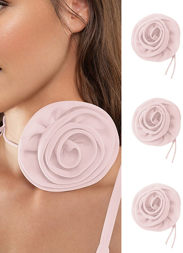 front Chiffon Rose Neck Tie