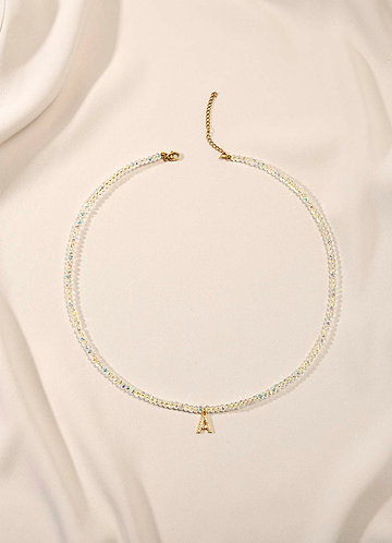 front Letter Crystal Bead Necklace