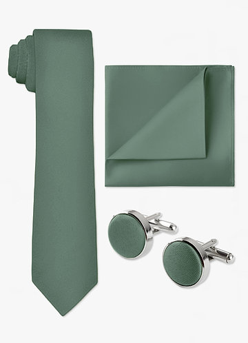 front Matching Skinny Tie & Pocket Square & Cuff Links Set