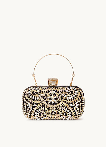 front Crystal And Rhinestone Embellished Clutch Bag