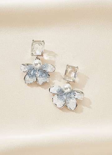 front Something Blue Flower Drop Earrings