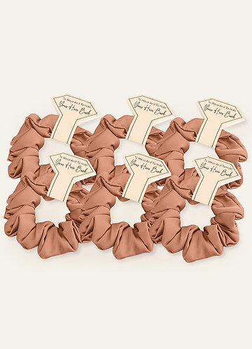 front Matchande Färg Sex-Delad Brudtärna Stretch Satin Vanlig Storlek Scrunchie Set