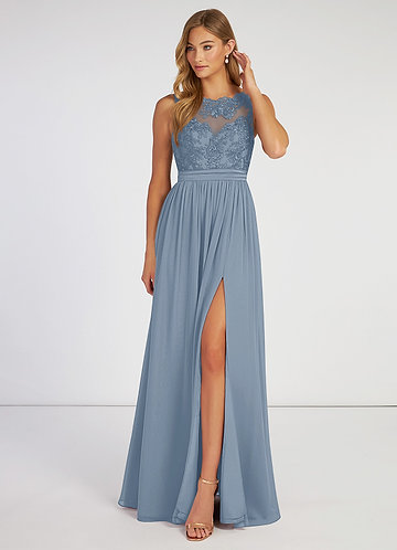 Dusty blue lace deals bridesmaid dresses