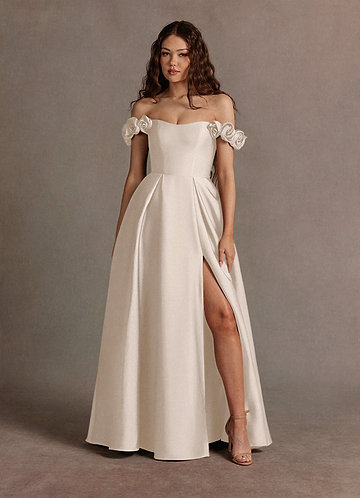 green emerald velvet dress Audra Gown - Off White