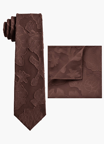front Floral Burnout Wide Tie and Pocket Square Set