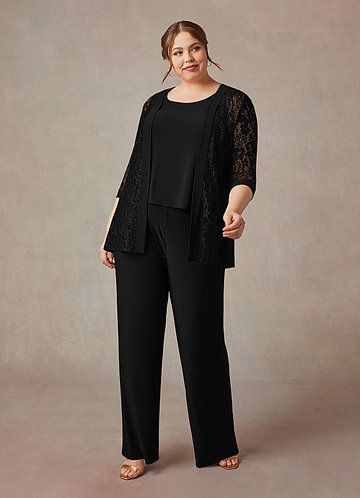 Completo Elegante 3 Pezzi Per Mamma Sposa - Pantaloni E Spolverino Nero Taglia 6