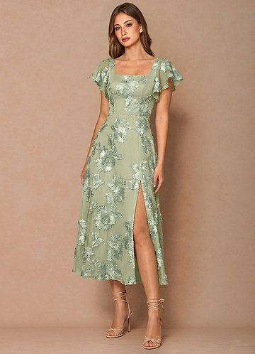 Talia Light Green Midi Dress image1