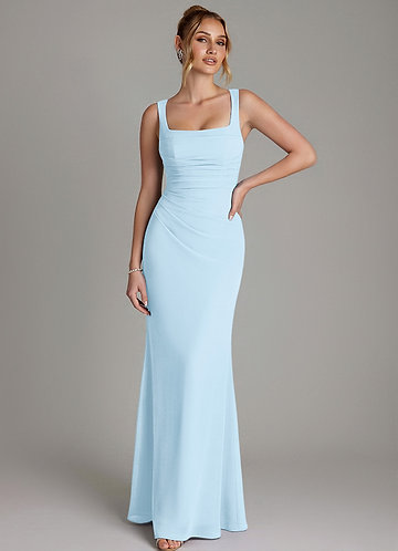 Azazie Agustina Bridesmaid Dresses Sky Blue Mermaid Corset Chiffon Dress image1