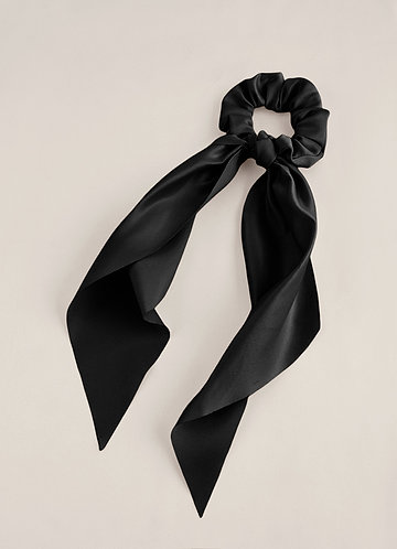 front Matching Color Matte Satin Hair Scarf Scrunchie