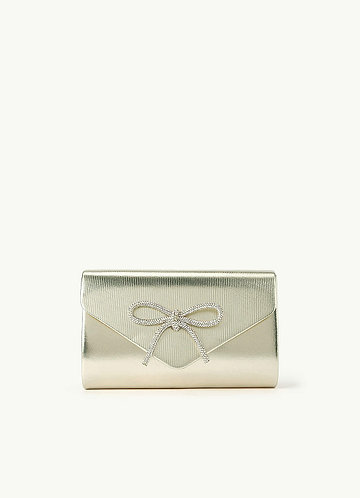 front Bow Decor Rhinestone Clutch Bag