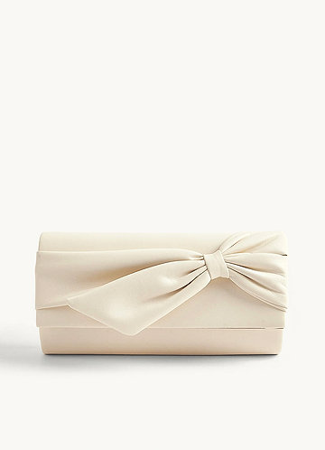 front Pleated Bow Glitter Clutch