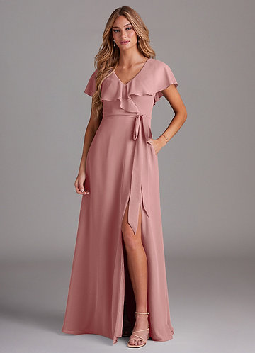 Dusty Rose Lace Or Cascading Ruffles Bridesmaid Dresses | Azazie
