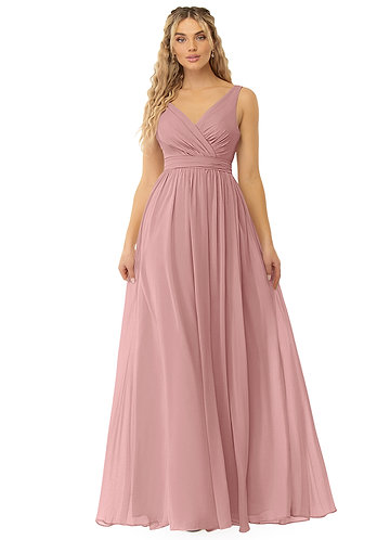 Azazie Kora Bridesmaid Dresses Dusty Rose A-Line Pleated Chiffon Dress image1