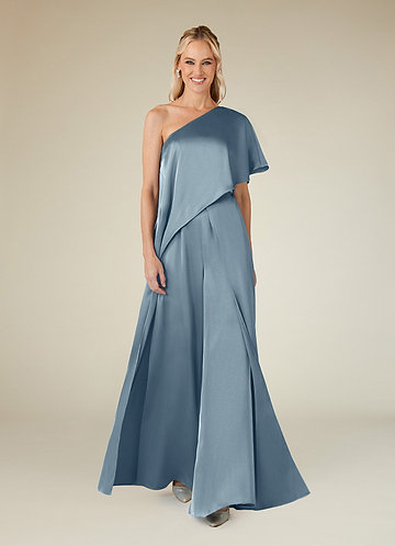 Azazie Hagretta Mother of the Brides Dresses Dusty Blue Jumpsuit/Pantsuit Stretch Satin Dress image1