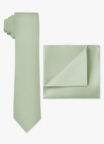 front Matte Satin Skinny Tie and Pocket Square Set