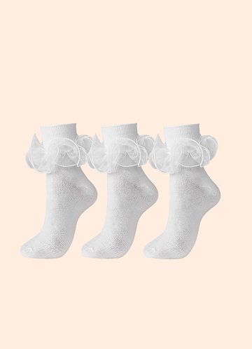 front Statement Ruffle Socks Set of 3