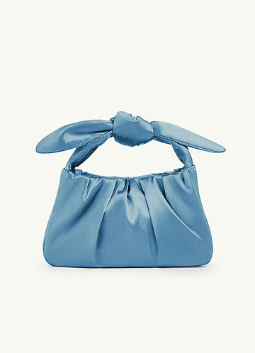 front Matching Color Metallic Satin Knotted Handle Handbag