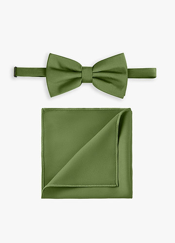 front Conjunto de pajarita y pañuelo de bolsillo de satén elástico