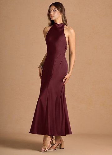 blue dress for baby girl Custom Modest Burgundy Long Sleeve Prom Dress