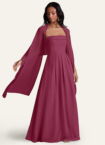 cranberry junior bridesmaid dresses A-Line Spaghetti Straps Long Satin Junior Bridesmaid Dresses main image 1