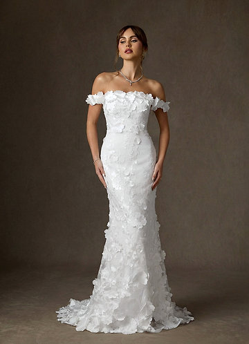 Azazie Olessia Abiti da Sposa Abito Sirena in Pizzo Bianco Diamante image1