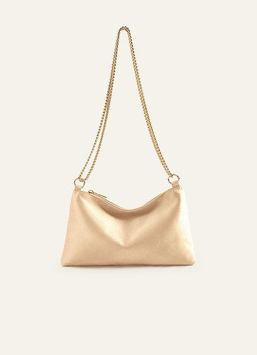 front Matching Color Metallic Satin Adjustable Shoulder Bag