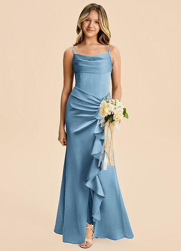 steel blue junior bridesmaid dresses Crafted from fluid