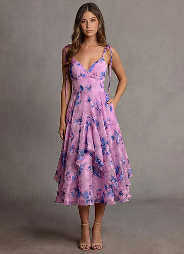azazie purple floral dress Azazie 2026 3D Flowers Backless A-Line Prom Dress Purple Gown