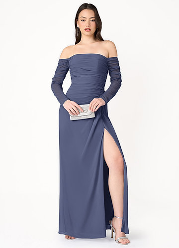 Veronica Blue Indigo Long Sleeve Maxi Dress image1 0