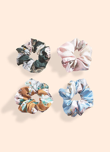 front Elegant Floral Scrunchie Set