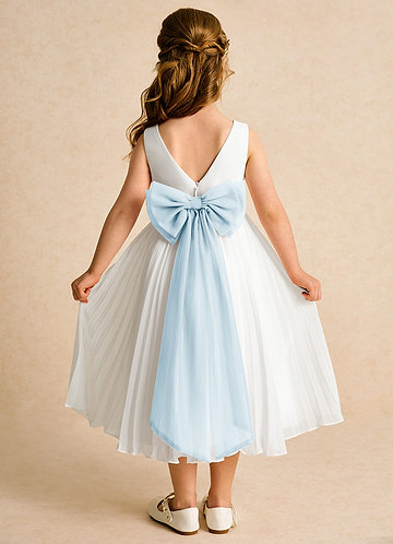 Azazie Margot Flower Girl Dresses Ivory Sky Blue A-Line Pleated Chiffon Dress image1