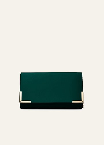 front Matching Color Matte Satin Envelope Clutch Bag