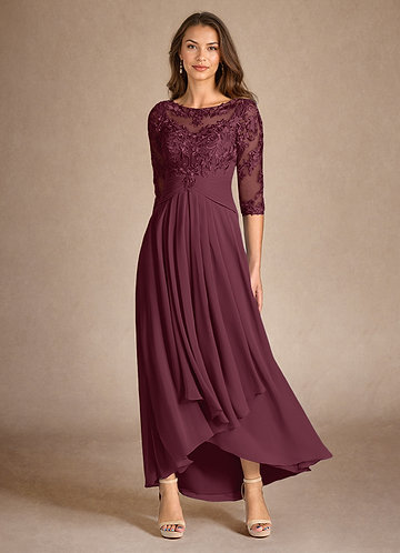 Azazie Marietta Mother of the Brides Dresses Cabernet A-Line Lace Dress image1