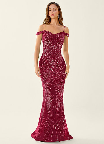 Sabine Burgundia Helmikirjailtu korsetti, nauhaselkäinen merenneito, tanssiaismekko image1