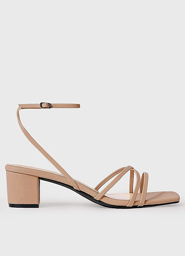 front Cross Strips Block Heel Sandals
