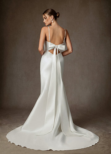 Azazie Moriah Bröllopsklänningar Klä av Tubklänning i Sträck Mikado Diamantvit image1